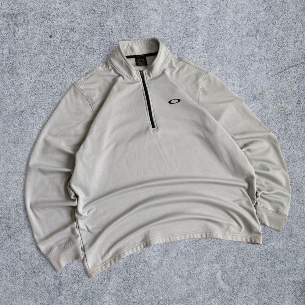 Oakley 2000s Light Grey 1/4 Zip Pullover Sweatshirt